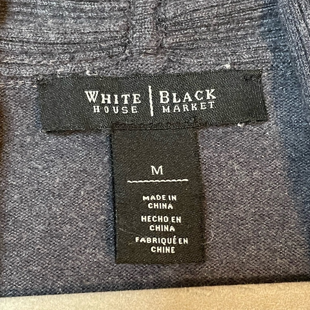 White House Black Market Gray Open Front Cardigan Sweater Size Medium - Picture 4 of 9